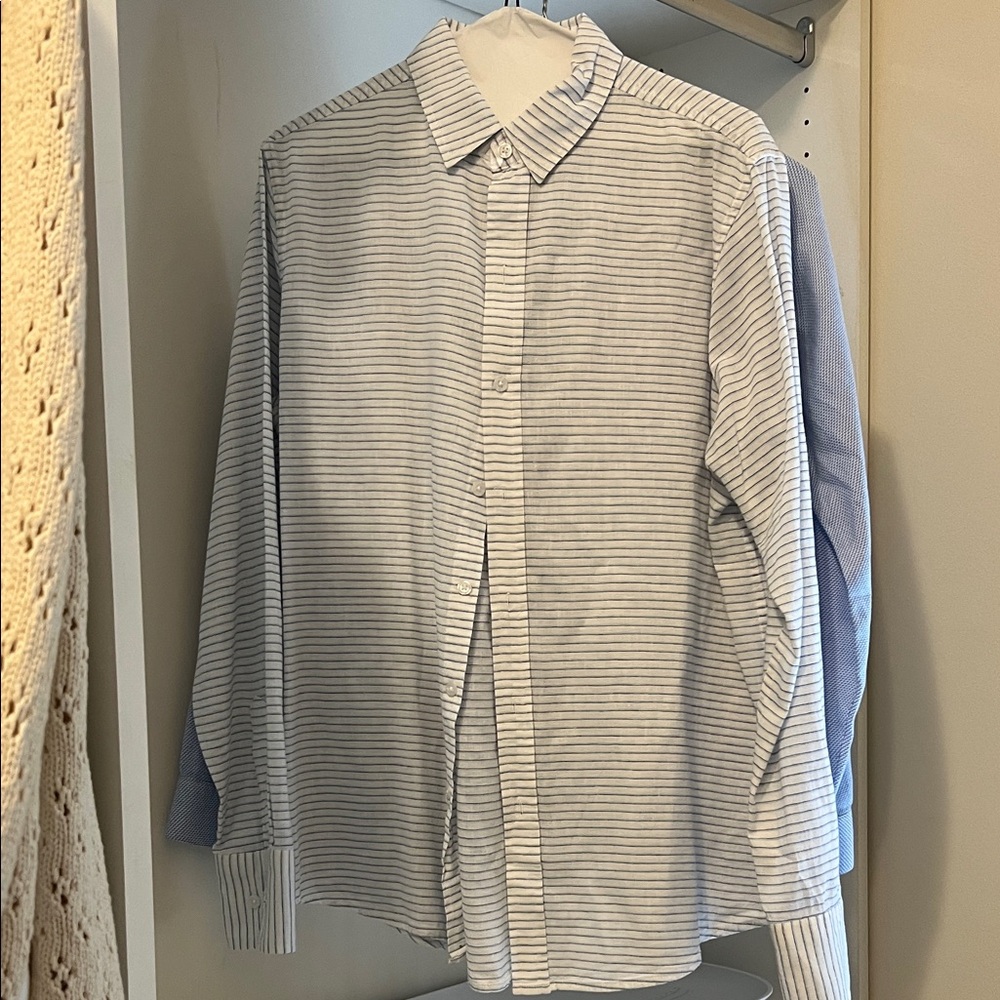 Women’s Light Blue Striped Button-Down Shirt